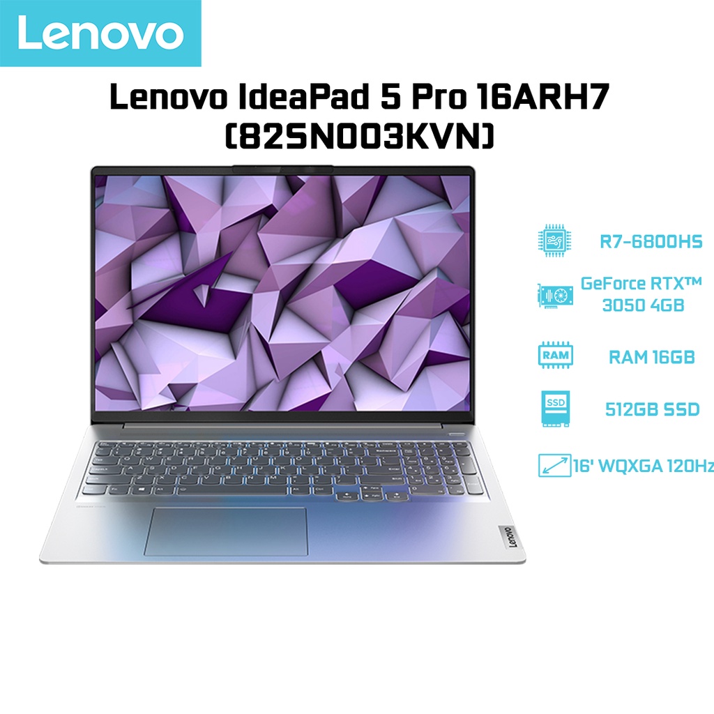 Laptop Lenovo IdeaPad 5 Pro 16ARH7 (82SN003KVN) (R7-6800HS|16GB|512GB|RTX™ 3050 4GB|16')