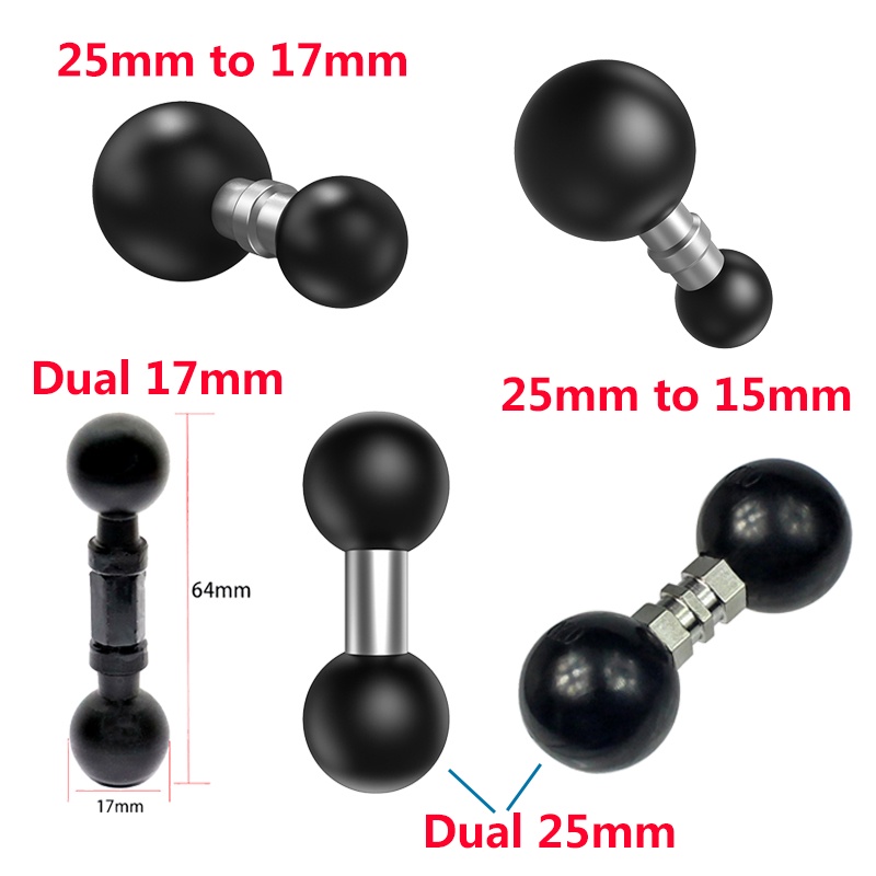 Bộ Chuyển Đổi Đầu Bi Kép 25mm Sang 15mm 17mm 25mm Cho Garmin GPS / Điện Thoại / Xe Hơi
