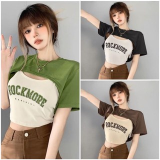 Áo croptop hai món in chữ xinh đẹp roc1