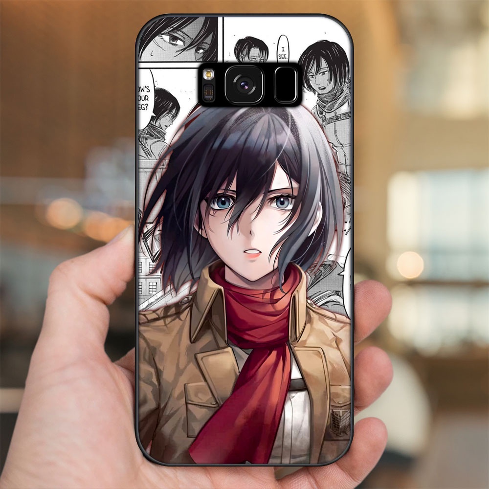 Ốp lưng Samsung S8, S8 Plus viền đen in hình Mikasa Ackerman Attack On Titan