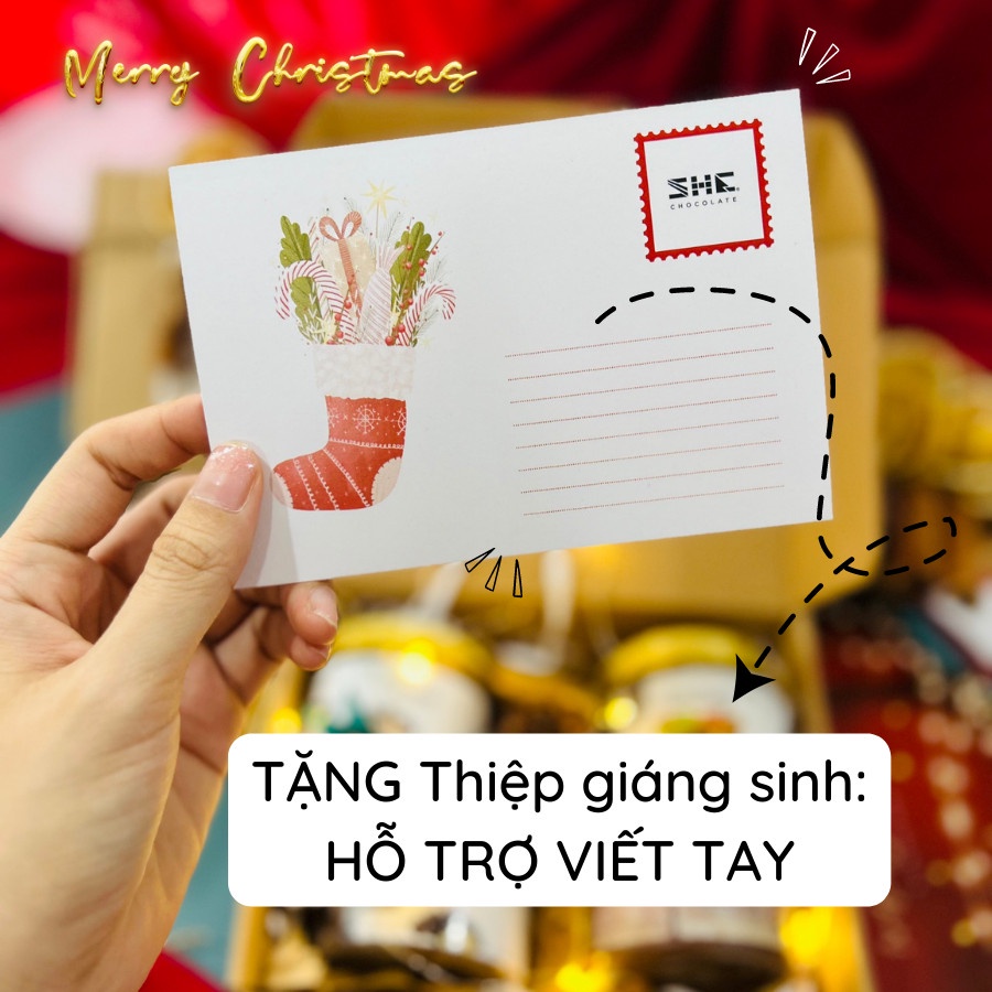 Quà tặng Giáng sinh, Noel - SHE Chocolate. Socola, nơ đỏ, thiệp Giáng sinh. Quà tặng đặc biệt