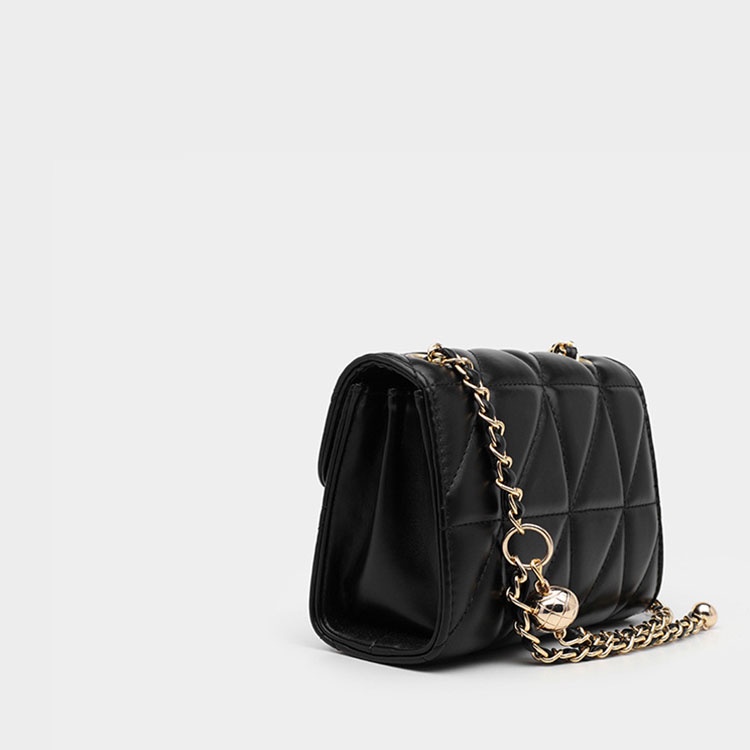 Túi Đeo Chéo Màu Đen Họa Tiết Hình Thoi Thời Trang Cho Nữ