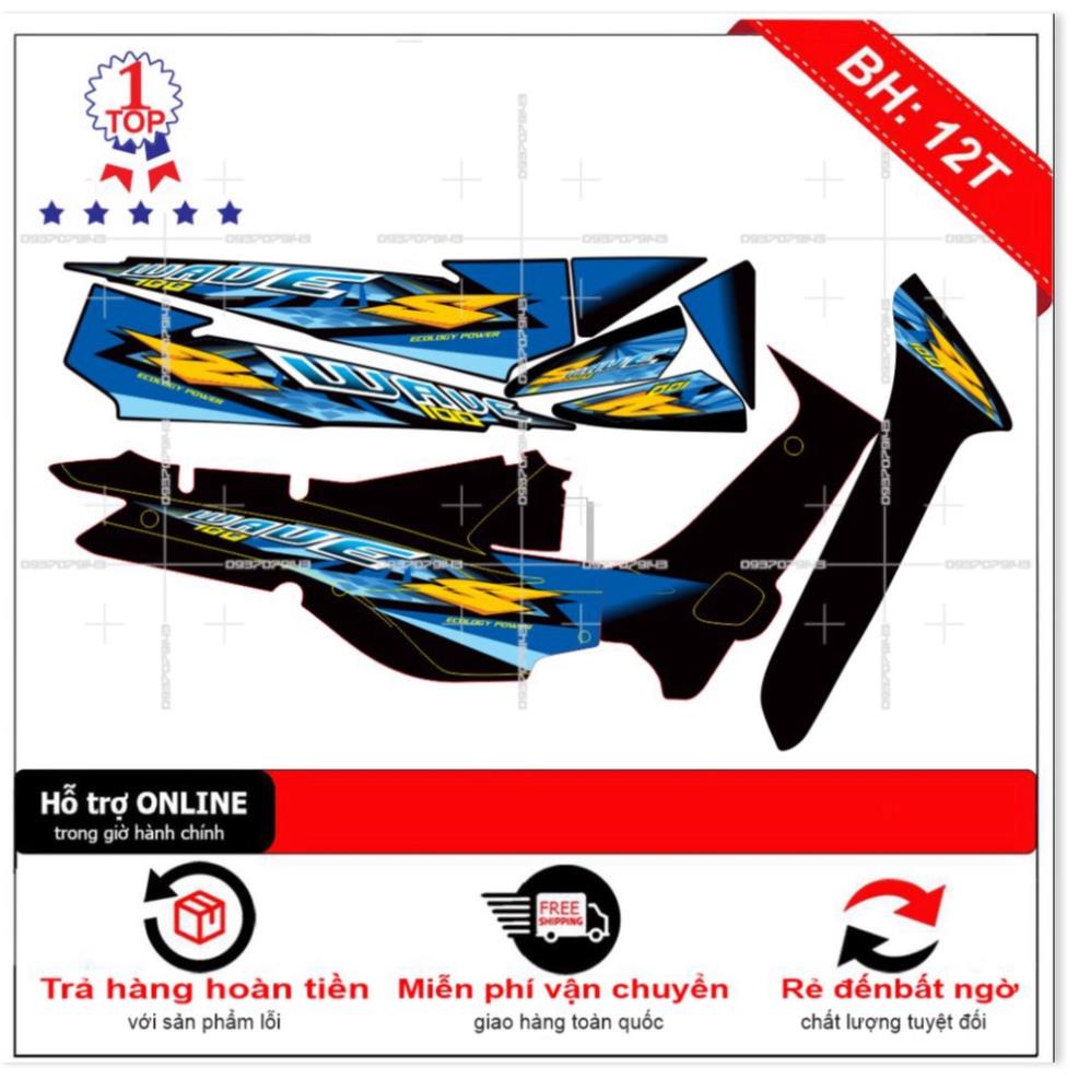 FREE SHIP + SALE SỐC +DECAL PVC 5 LỚP CHẤT LƯỢNG CAO Tem rời wave nhỏ đời đầu chữ S xanh đen