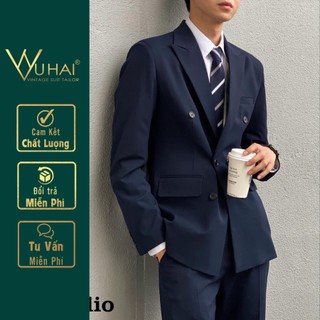 Sản Phẩm: Vest nam Hàn Quốc dáng 6 cúc màu xanh than trẻ trung lịch lãm-VuHai