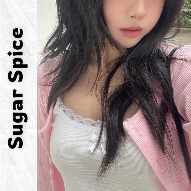 (3-5 NGÀY CÓ HÀNG) Áo Hai Dây Phối Ren Đính Nơ SUGAR SPICE - Angela Cami