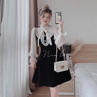 Váy tiểu thư ROSEVU nhung phối tơ