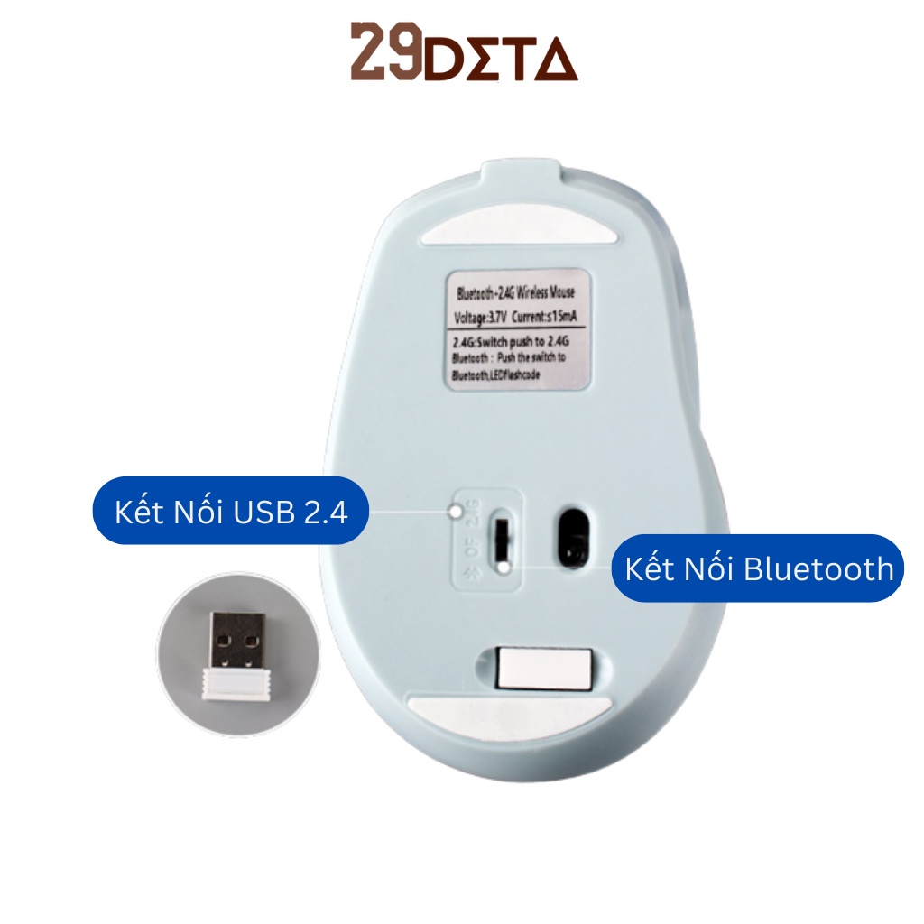 Chuột bluetooth máy tính không dây silent sạc pin 29deta  chuột thích hợp cho macbook pro, điện thoại, laptop không ồn | BigBuy360 - bigbuy360.vn