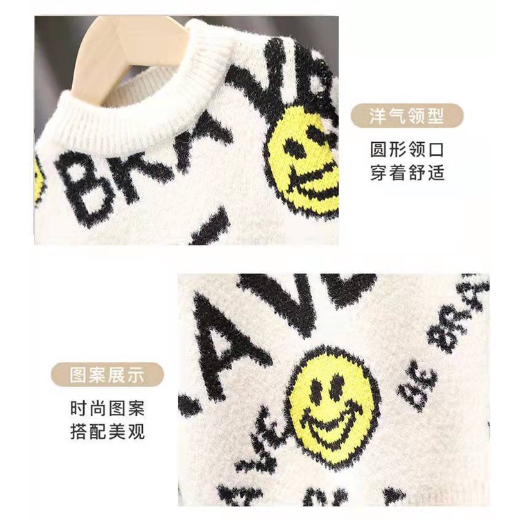 Áo Sweater Dệt Kim Lông Chồn Dày Dặn Phong Cách Thời Trang Thu Đông 2022 Mới Cho Bé Trai