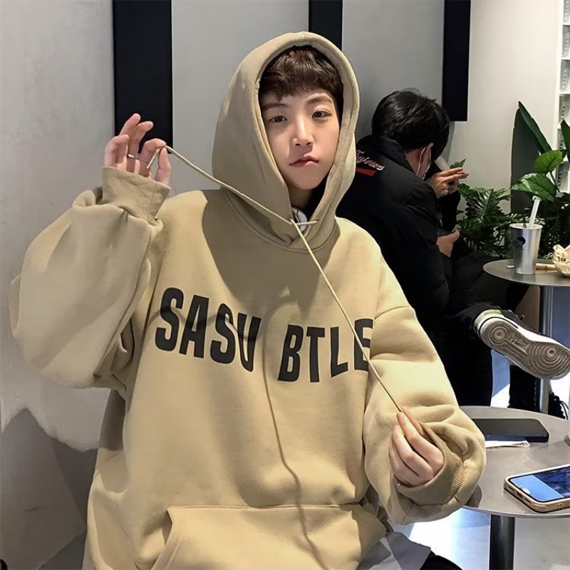 Áo hoodie Dài Tay In Chữ Phong Cách hip hop Đường Phố Hàn Quốc