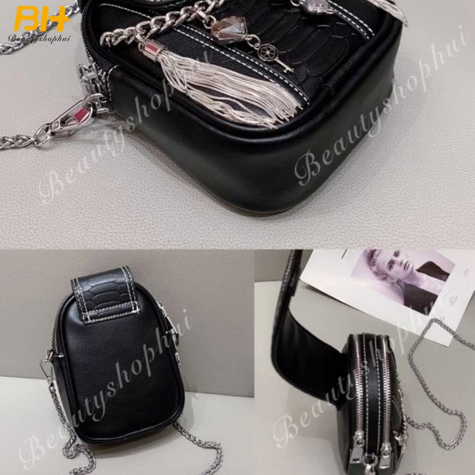 Túi Đeo Chéo Đựng Điện Thoại Đính Đá Tua Rua Thời Trang Dành Cho Nữ