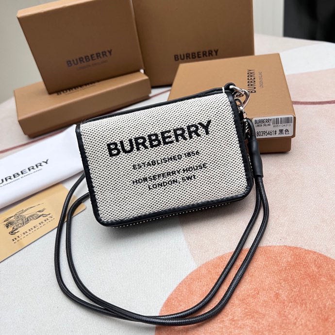 Hàng Có Sẵn Ví Da Burberry Chất Lượng Cao In Họa Tiết Có Khóa Kéo80395461