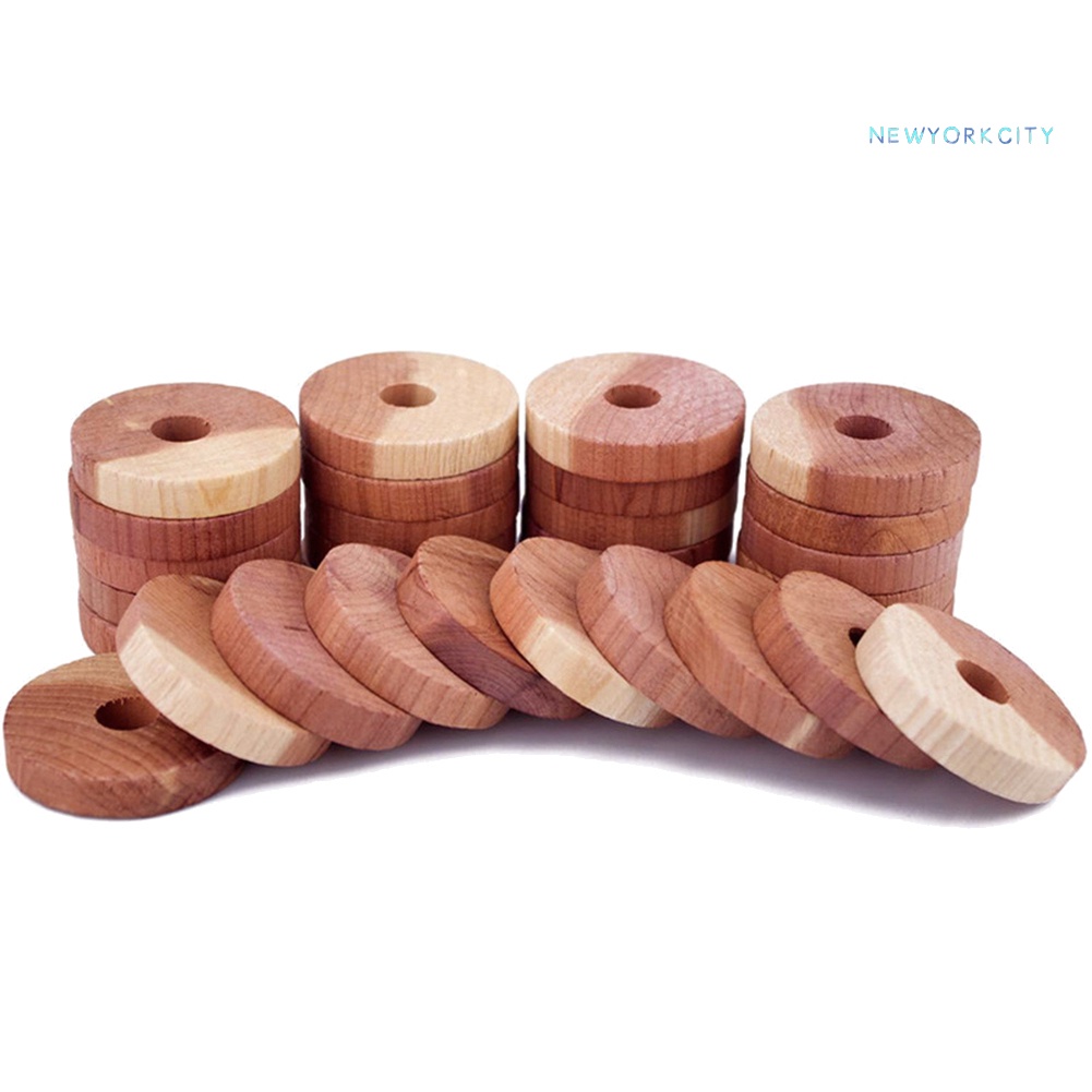 Bộ 20 Khối Gỗ Tuyết Tính Mini Hình Tròn Đuổi Côn Trùng Không Khí Cho Tủ Quần Áo