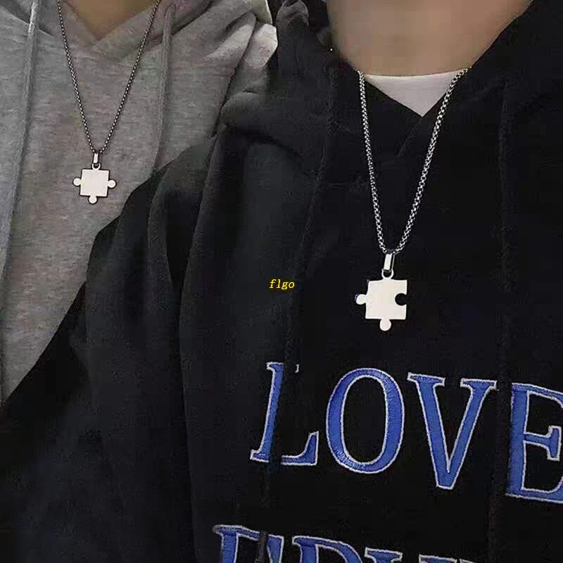 Vòng cổ Mặt Mảnh Ghép Hình Bằng Thép Không Gỉ Cho Cặp Đôi