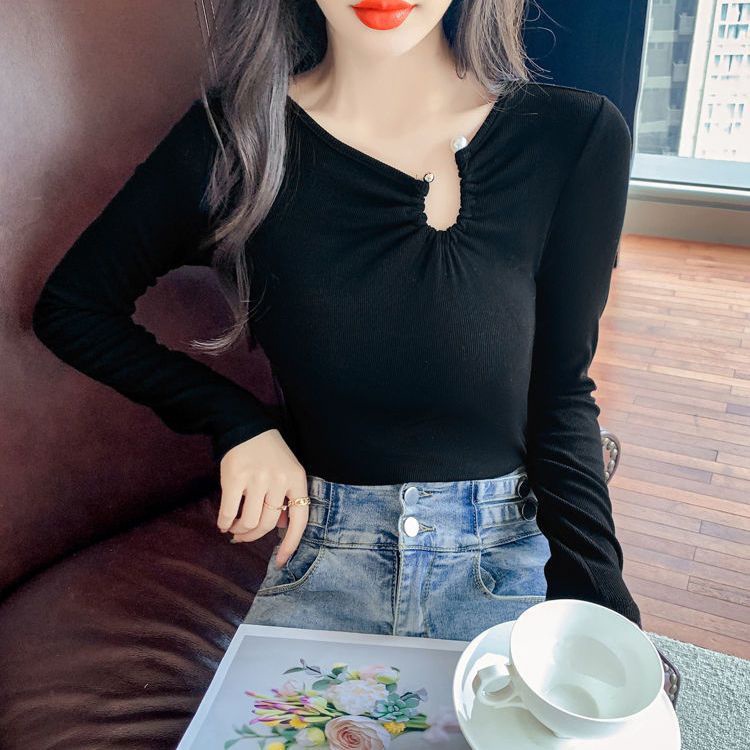 IELGY Áo Thun Tay Dài Dáng Ôm Thời Trang Cá Tính Cho Nữ