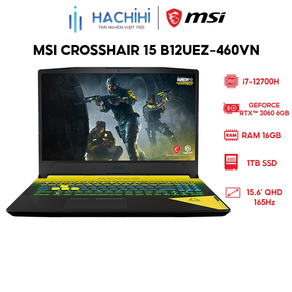 Laptop MSI Crosshair 15 B12UEZ-460VN (i7-12700H | 16GB | 1TB | GeForce RTX™ 3060 6GB | 15.6' QHD 165Hz DCI-P3 100%)