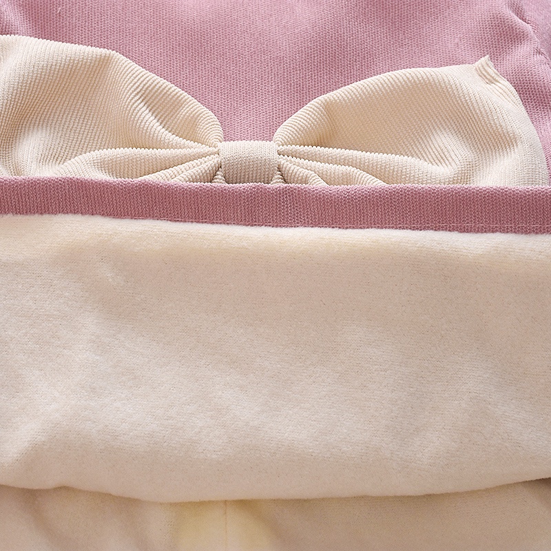 Đầm Nhung Tay Dài Đính Nơ To Dễ Thương Thời Trang Mùa Đông Cho Bé Gái Y5Y6 0-2 Tuổi