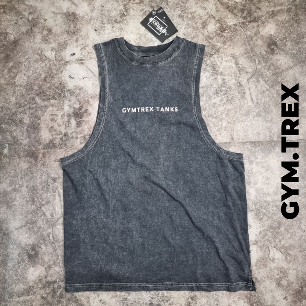 Áo tanktop tập gym nam cotton 100% phối màu wash SP223, Áo ba lỗ nam GYMTREX