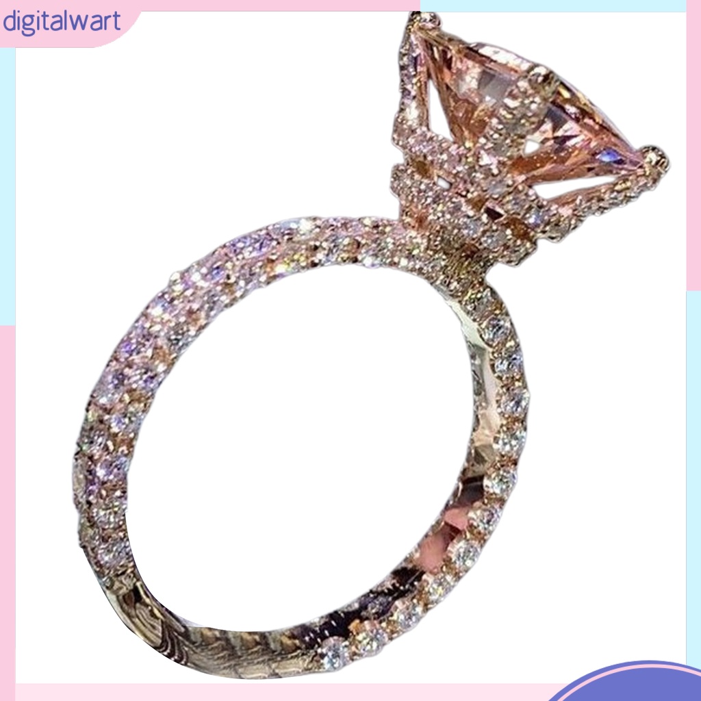 |Đào| Nhẫn Đính Đá Zircon Hình Vuông Lớn Thời Trang Cho Nữ