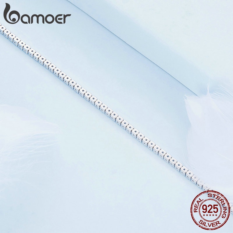 Vòng đeo tay xi BAMOER Bạc 925 đính zircon thời trang dành cho nữ