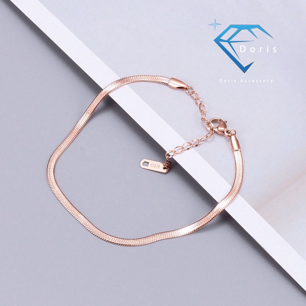 Lắc chân nữ Doris titan xương rắn mềm Gold / Rose Gold O1-207