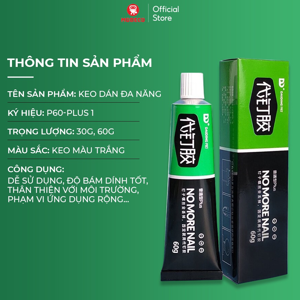 Keo Siêu Dính Đa Năng Modeco - Keo Dán Siêu Chắc Mọi Bề Mặt, Nhanh Khô, Không Làm Hỏng Bề Mặt Tường, Không Cần Khoan Đục