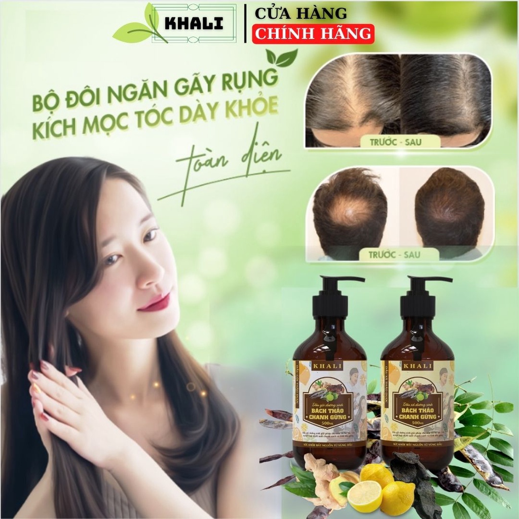 Dầu gội thảo dược Bách Thảo Chanh Gừng - Trà Xanh, Bồ Kết, Hà Thủ Ô - Giảm Rụng Tóc, Kích Mọc, Sạch Gàu