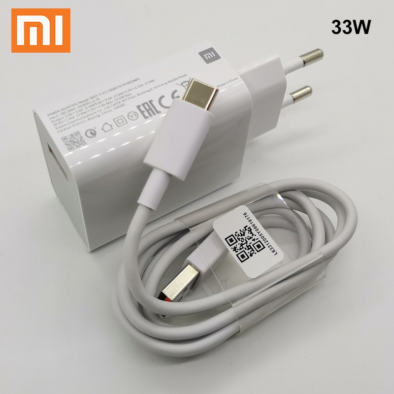 Củ Sạc Nhanh 33W Type C Cho Xiaomi Mi 9 10 10T 11 pro note 10 lite Poco F2 X3 redmi note 8 9 9s 10 pro◎
