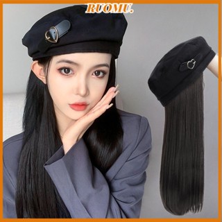  Mũ Beret Kèm Tóc Giả Dài Thẳng Phong Cách Retro Cho Nữ 