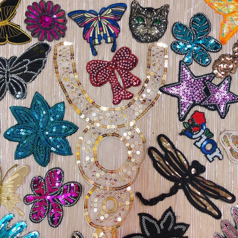 Set 10 hình sticker thêu may kim sa size vừa