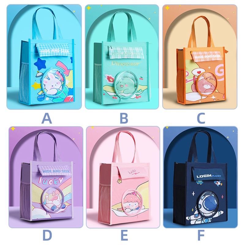 Túi Xách Canvas Sức Chứa Lớn Đa Năng Họa Tiết Hoạt Hình Dễ Thương Cho Học Sinh