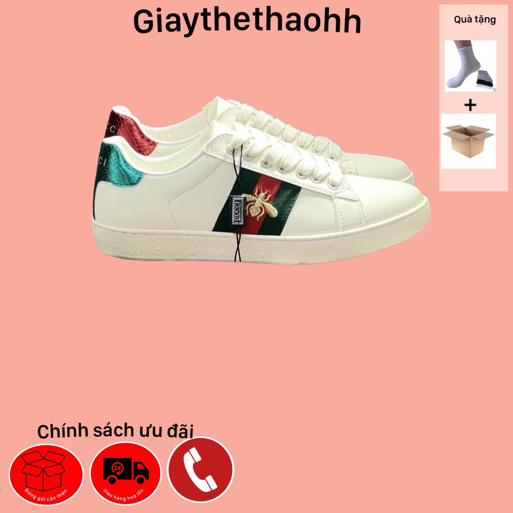 Giày thể thao gucci ong 3 vạch 𝐆𝐮𝐜𝐜𝐢 ong thêu mẫu mới hàng cao cấp cực chất [Chuẩn 1:1 Trung Fullbox Bill]