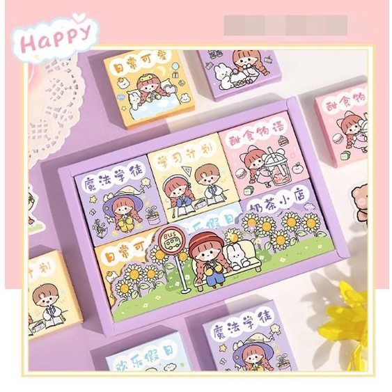 Set 50 Tấm Sticker hình dán Cô Gái - Chibi Dễ thương - chọn mẫu