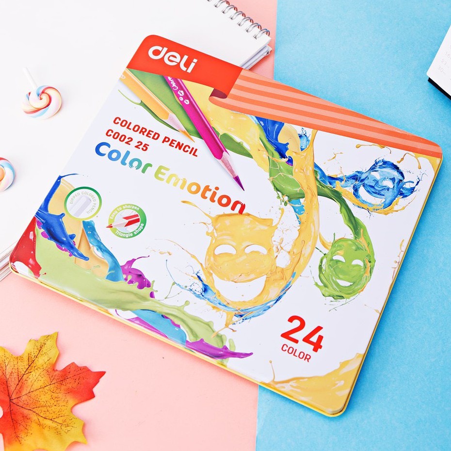 Hộp Sắt Chì Màu Deli C0025 Xinh Xắn 12 Màu Màu Sắc Tươi Sáng Chất Lượng Cao