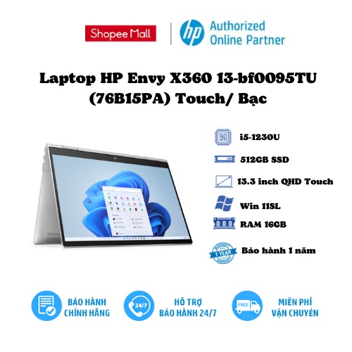 [Mã ELHP3TR giảm 12% đơn 500K] Laptop HP Envy X360 13-bf0095TU/13-bf0094TU/Touch/ Intel core i5-1230U / RAM 16GB