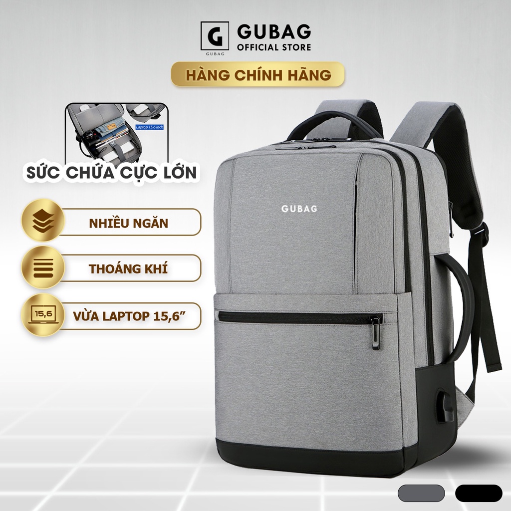 Balo nam cao cấp GuBag, dung tích lớn, cổng sạc Usb chống chày xước