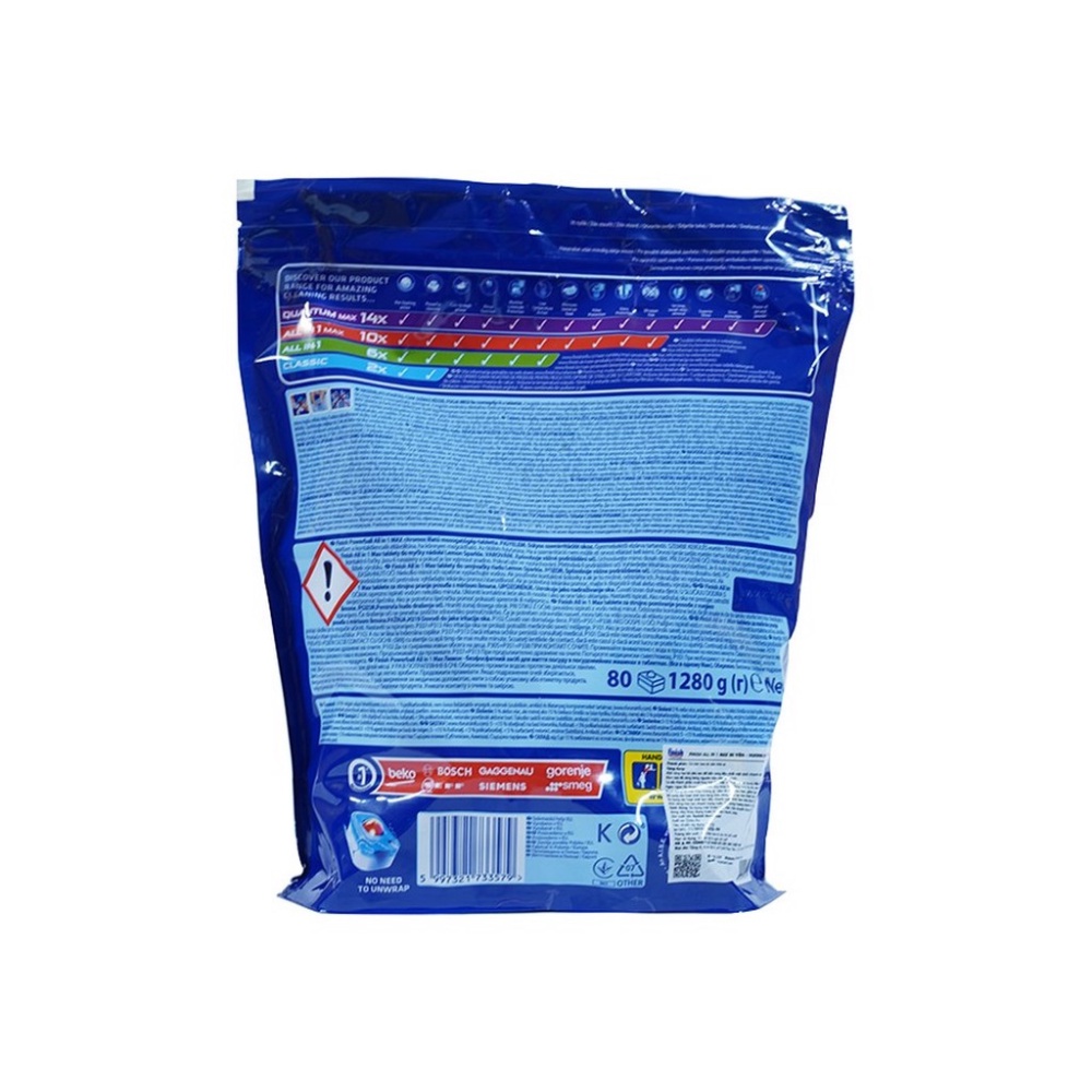 Viên rửa bát Finish All In 1 Max 80 viên hương Chanh - Chính hãng