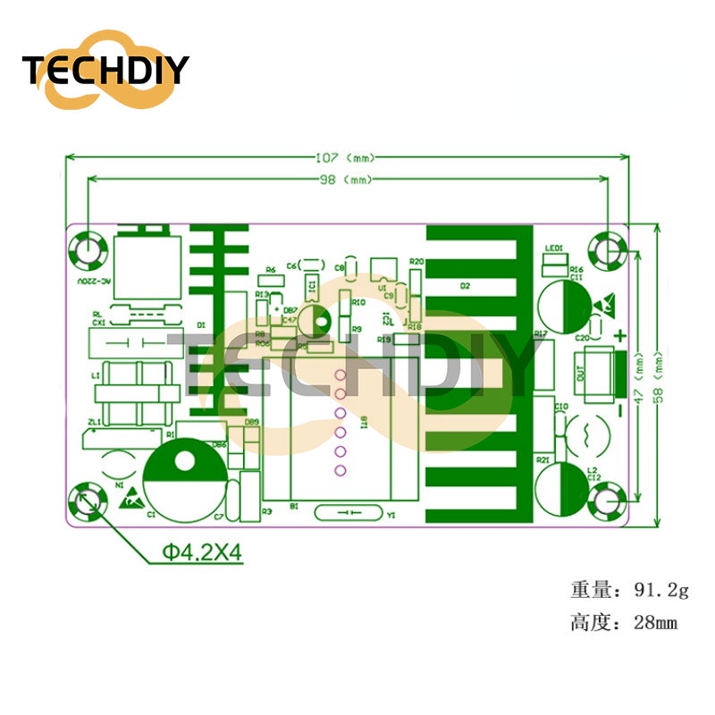 Bảng Mạch Nguồn Điện 100W 4-6A WX-DC2412 AC-DC