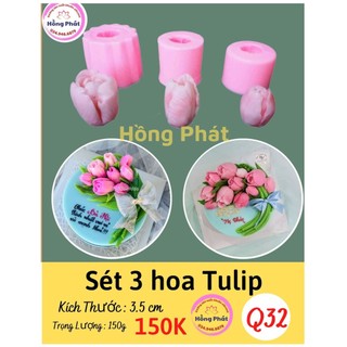 Khuôn silicon bộ 3 hoa tulip - q32 - silicon hồng phát
