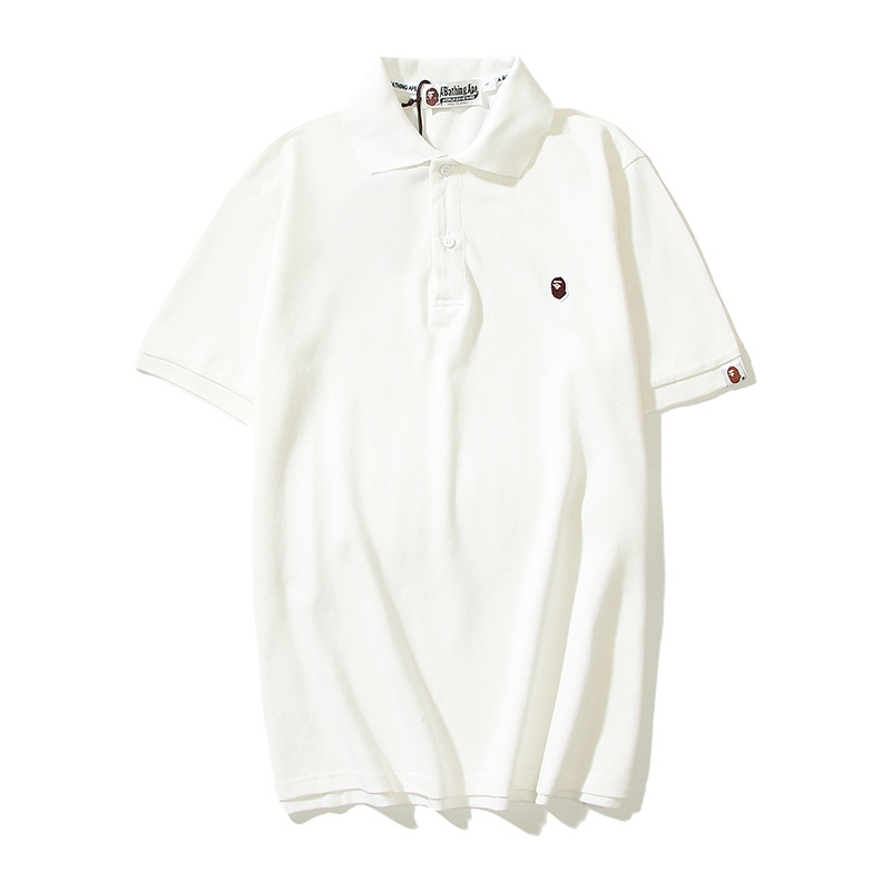 Bape Áo Thun polo Ngắn Tay Thêu Chữ Thời Trang Nam Nữ