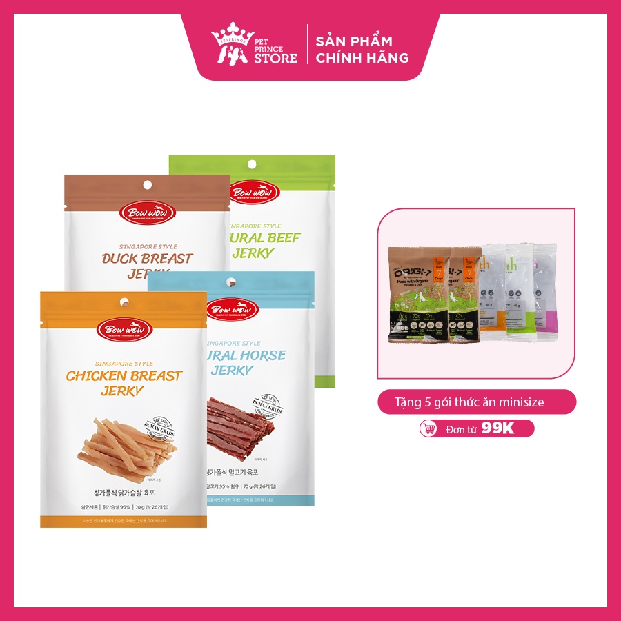 Thịt sấy kiểu Singapore Bowwow | Chứa 95% thịt tươi | Giàu protein | Phục hồi năng lượng