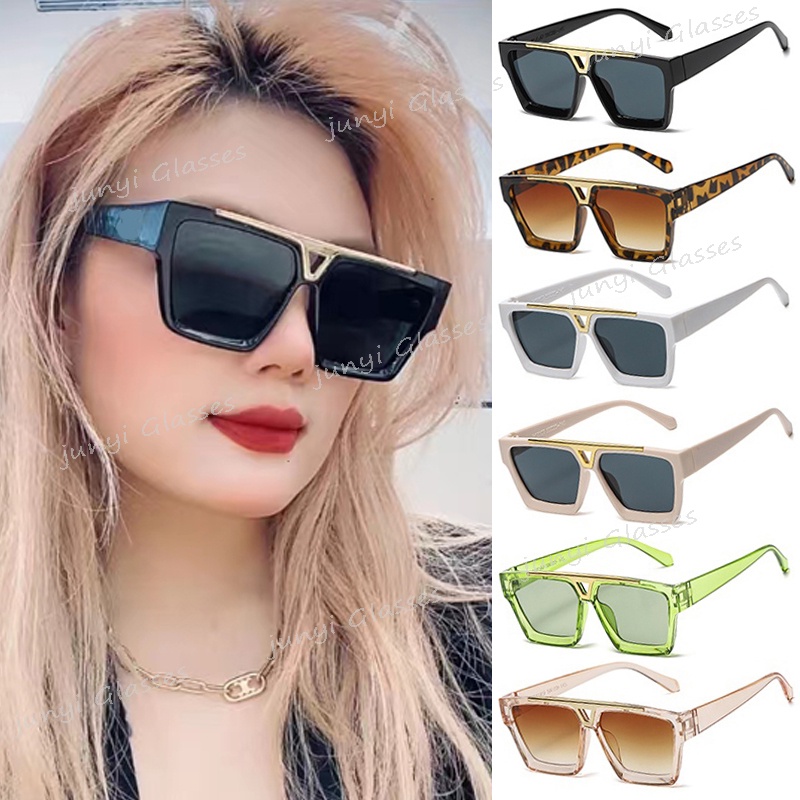 Kính Mát Gọng Vuông Phẳng Hai Chùm Phong Cách Âu Mỹ Cổ Điển Mới Dành Cho Nam Nữ