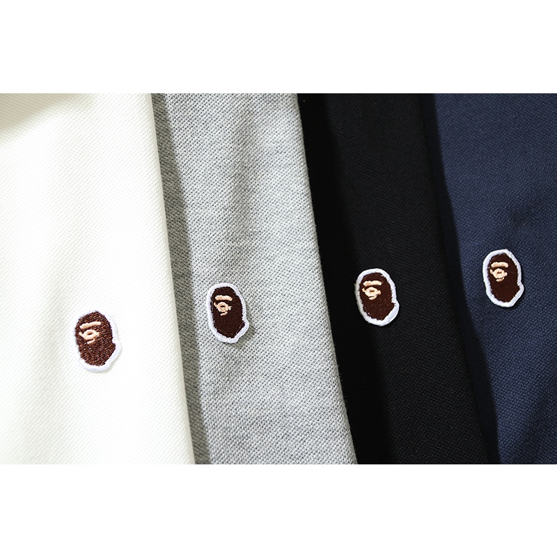 Bape Áo Thun polo Ngắn Tay Thêu Chữ Thời Trang Nam Nữ