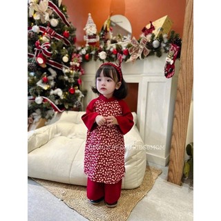 Áo dài Nhung tăm dày dặn cho bé yêu - Đậu Kids (Form to dáng chữ A - check kĩ bảng size)