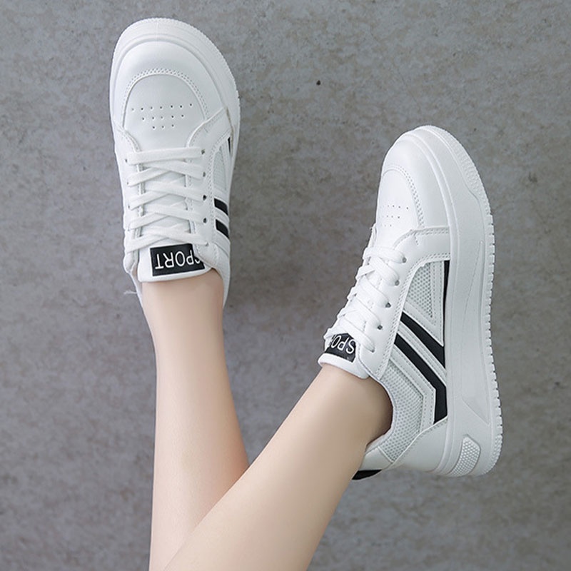 Giày Thể Thao Đế Dày Họa Tiết Kẻ Sọc Thời Trang Hàn Quốc Cho Nữ