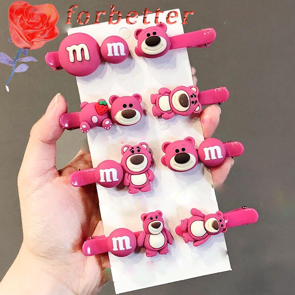 Kẹp tóc acrylic hình gấu dâu tây hoạt hình phong cách Hàn Quốc dễ thương cho nữ