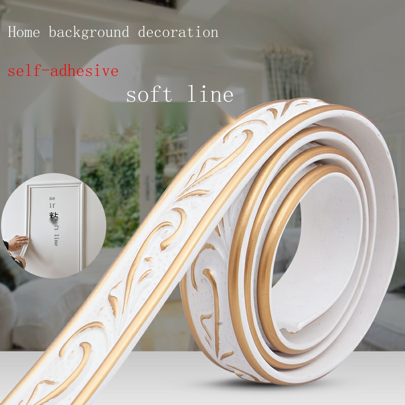 Giấy Dán Tường / Viền Gương Bằng Pvc Tự Dính Trang Trí Phông Nền Trần Nhà