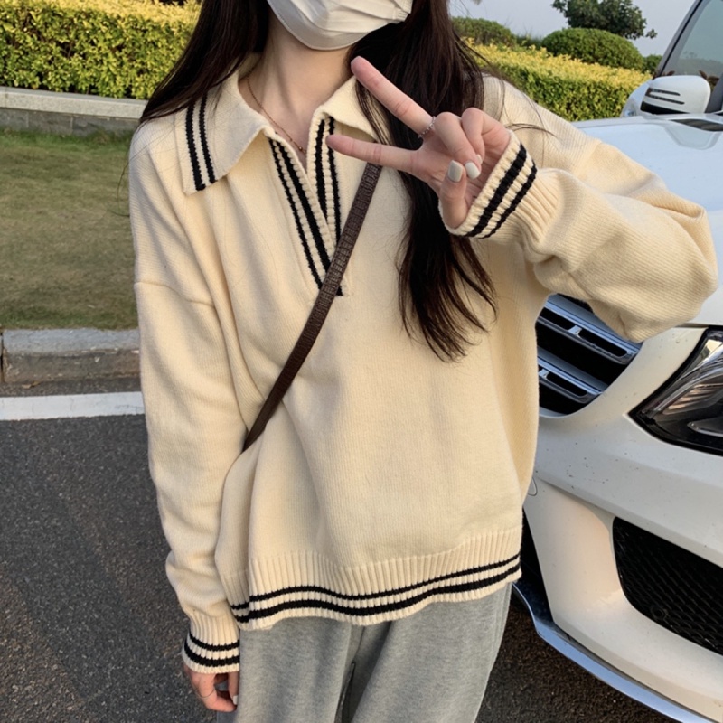 NZN Áo Thun polo Dệt Kim Phong Cách Hàn Quốc Thời Trang Thu Đông Cho Nữ