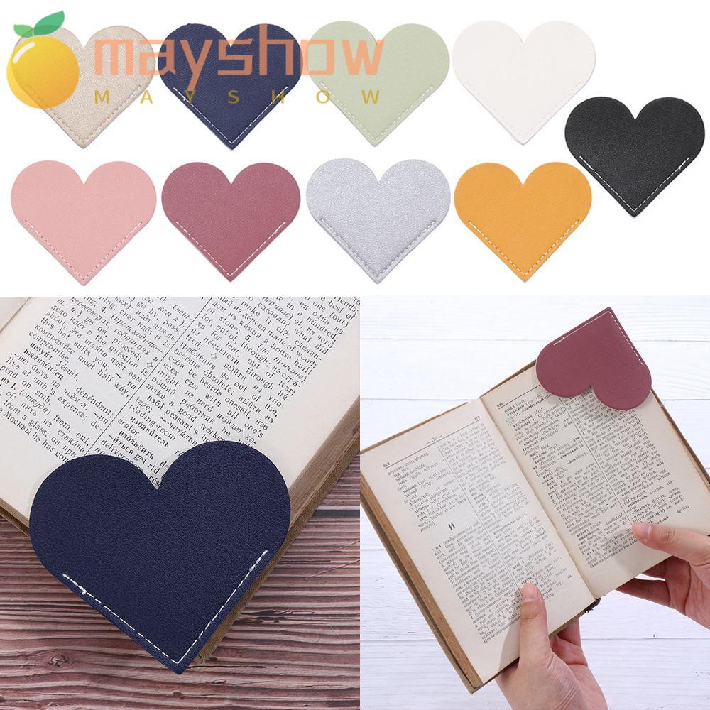 Kẹp Đánh Dấu Trang Sách Bằng Da Màu Kẹo Hình Trái Tim Cổ Điển