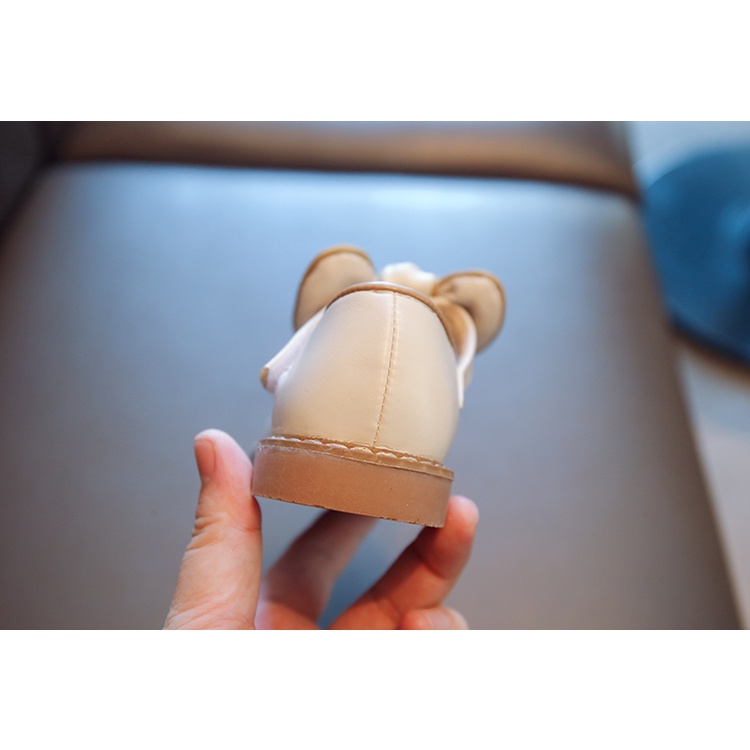 Giày búp bê bé gái, Giày bệt cho bé gái phong cách vintage chất da PU lì mềm mịn êm chân phối quai dán M19