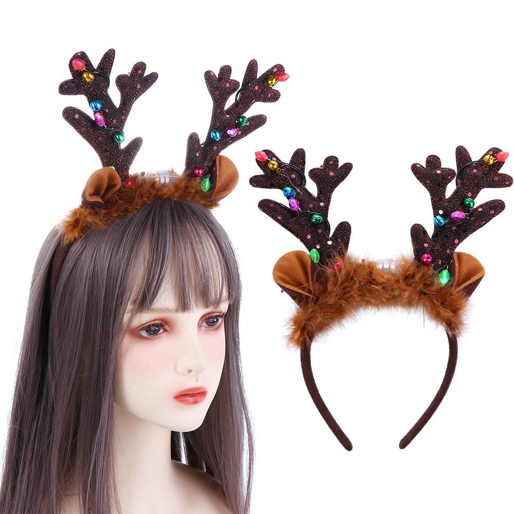 ANEMONE Băng Đô Cài Tóc Hình Sừng Tuần Lộc Giáng Sinh Phát Sáng Độc Đáo